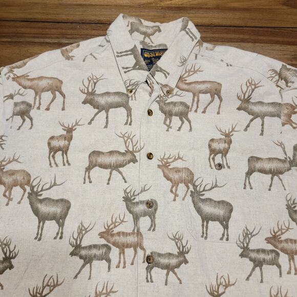 John Rich And Bros. Woolrich LS Button Up Flannel Shirt Moose Print - 2XL Tall - Picture 2 of 6